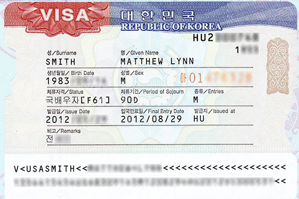 Hình ảnh visa Hàn Quốc